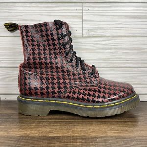 Dr. Martens 1460 8 eye Red and Black Houndstooth Combat Boots